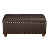 Leatherette Upholstered Wooden Storage Bench with Nail Head Trim Accent, Espresso Brown - N8521-E208 By Casagear Home