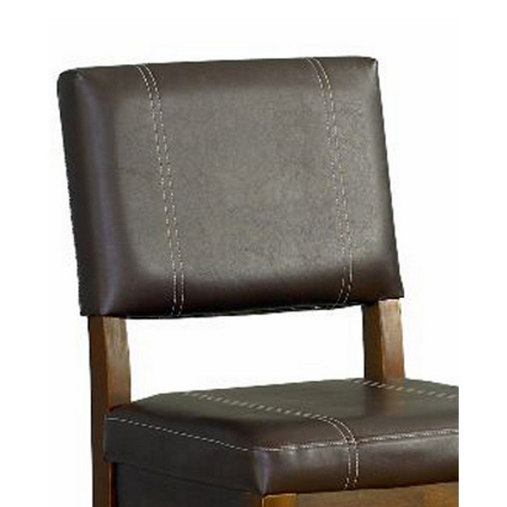 30’’ Wooden Bar Stool with Leatherette Upholstered Seat and Back Brown LHD-0211VBRN121-01-KD