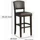 30’’ Wooden Bar Stool with Padded Upholstered Seat and Backrest Brown LHD-0218VESP-01-KD-U