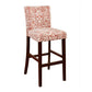 Wooden Bar Stool with Patterned Fabric Upholstery Red and White LHD-0226LAV01U