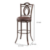 Metal Bar Stool with Cushioned Swivel Seat and Flared Legs Brown LHD-034549MTL01U