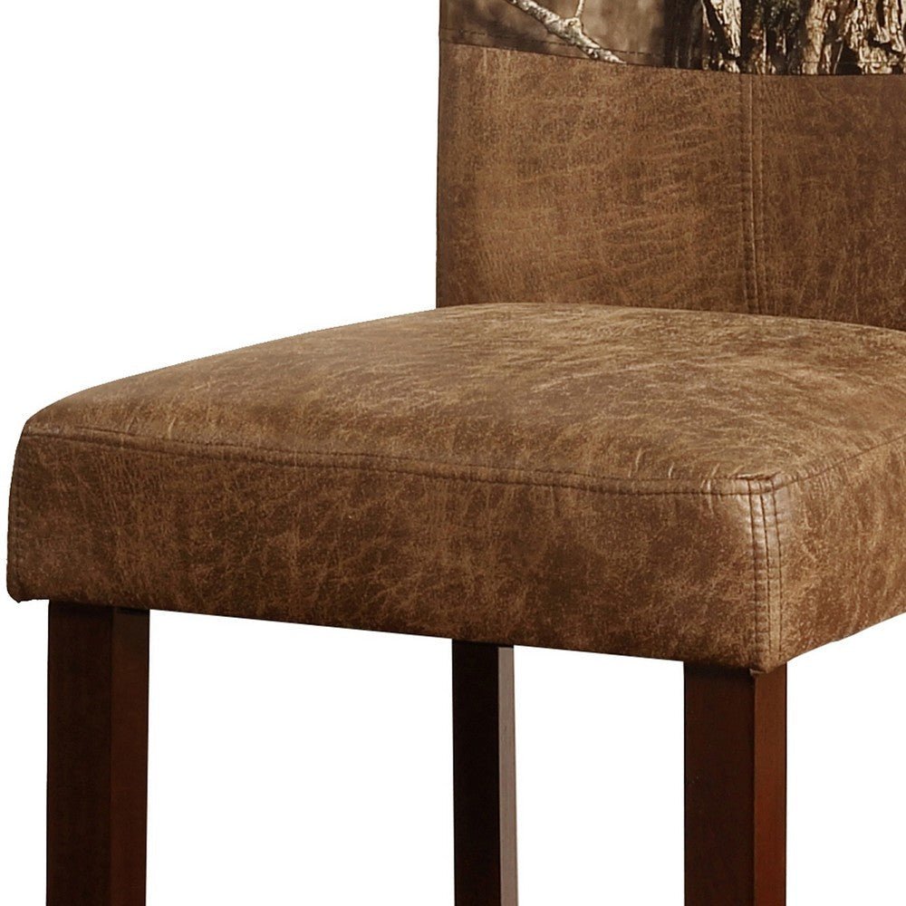 Dual Tone Fabric Upholstered Wooden Bar Stool Brown - BS216MOSS01U LHD-BS216MOSS01U