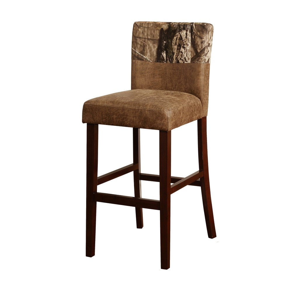 Dual Tone Fabric Upholstered Wooden Bar Stool Brown - BS216MOSS01U LHD-BS216MOSS01U