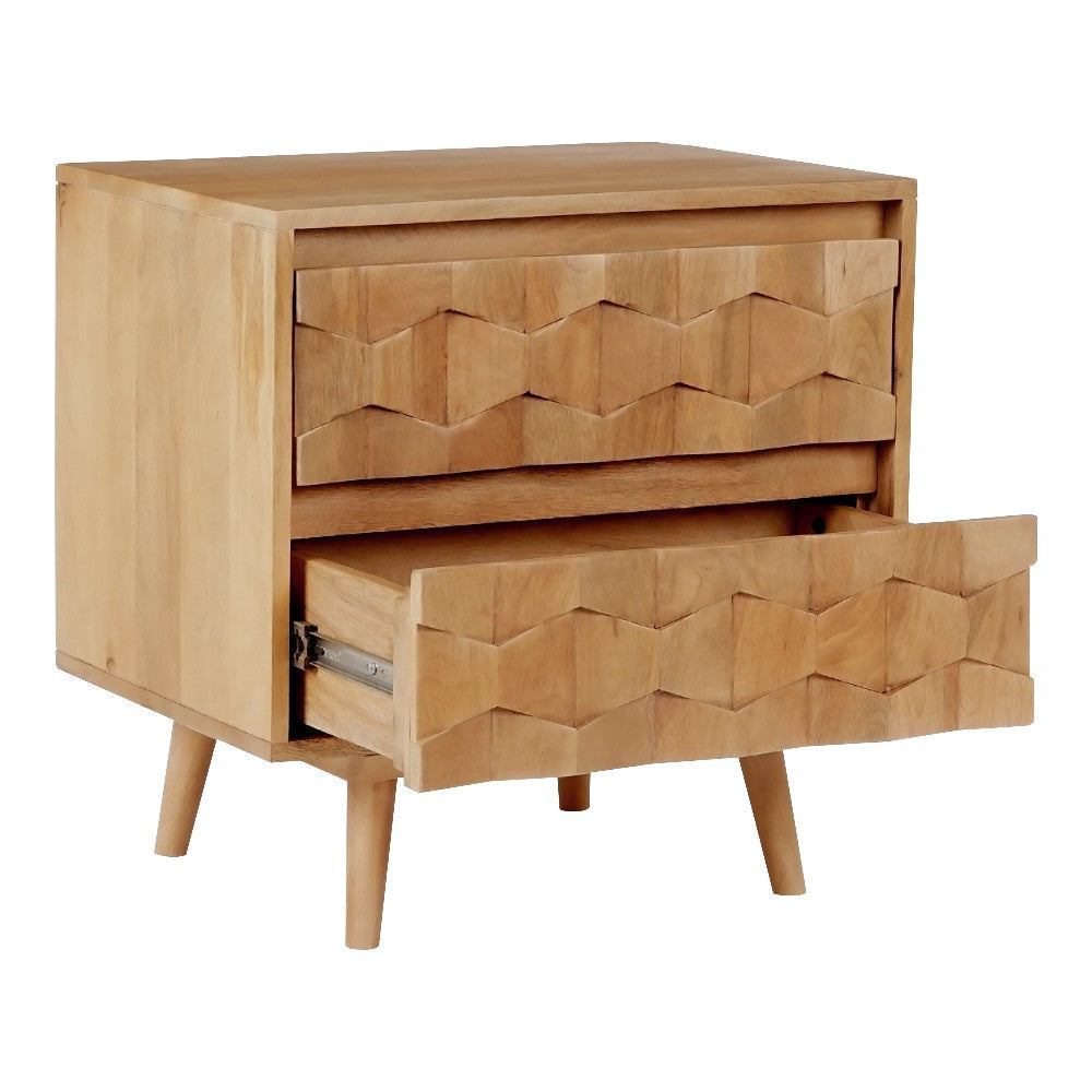 O2 Two Drawer Nightstand Light Golden MCN-BZ-1129-21