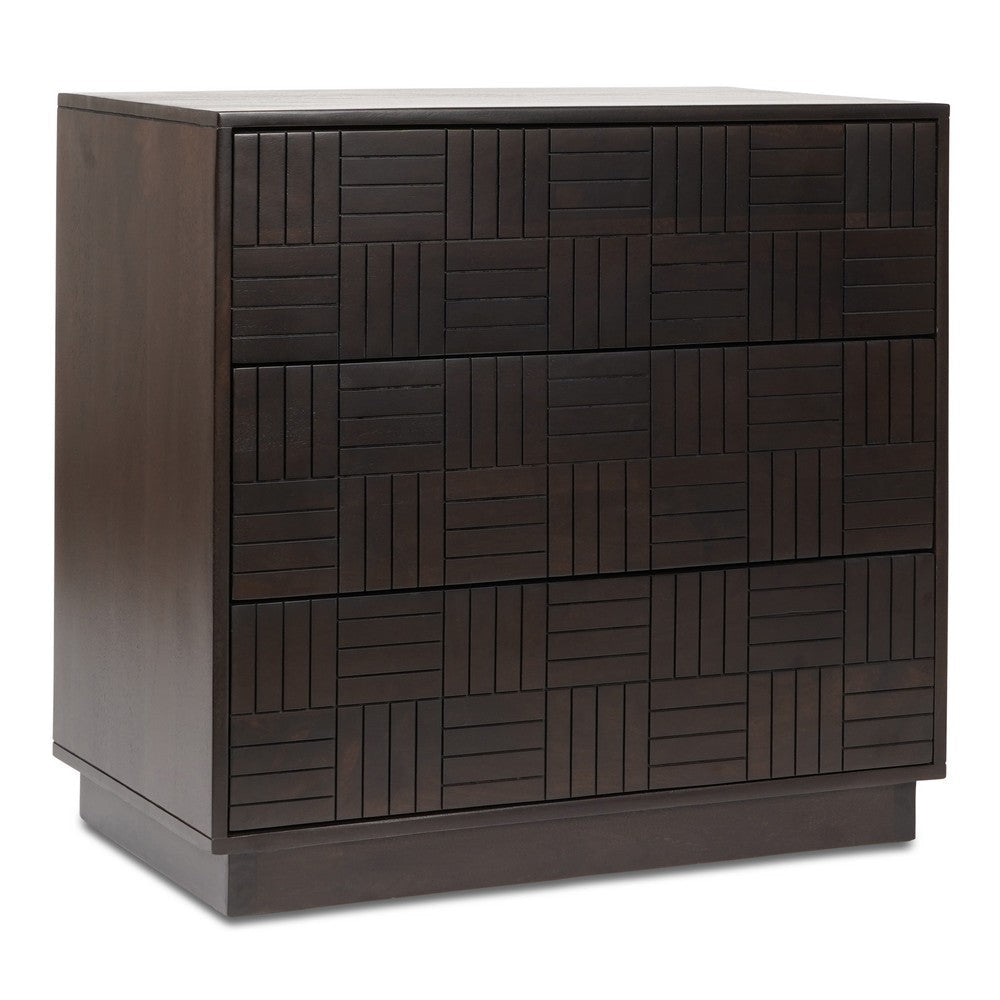 Denman 3 Drawer Nightstand Dark Brown