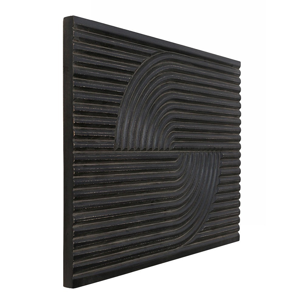 Knott Carved Wood Wall Art Washed Black MCN-DD-1043-02