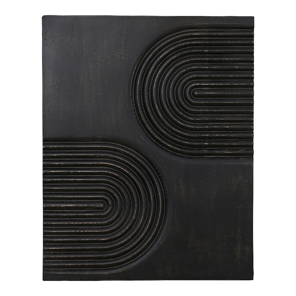 Passages Carved Wood Wall Art Washed Black