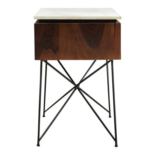 Dominic Nightstand White and Brown