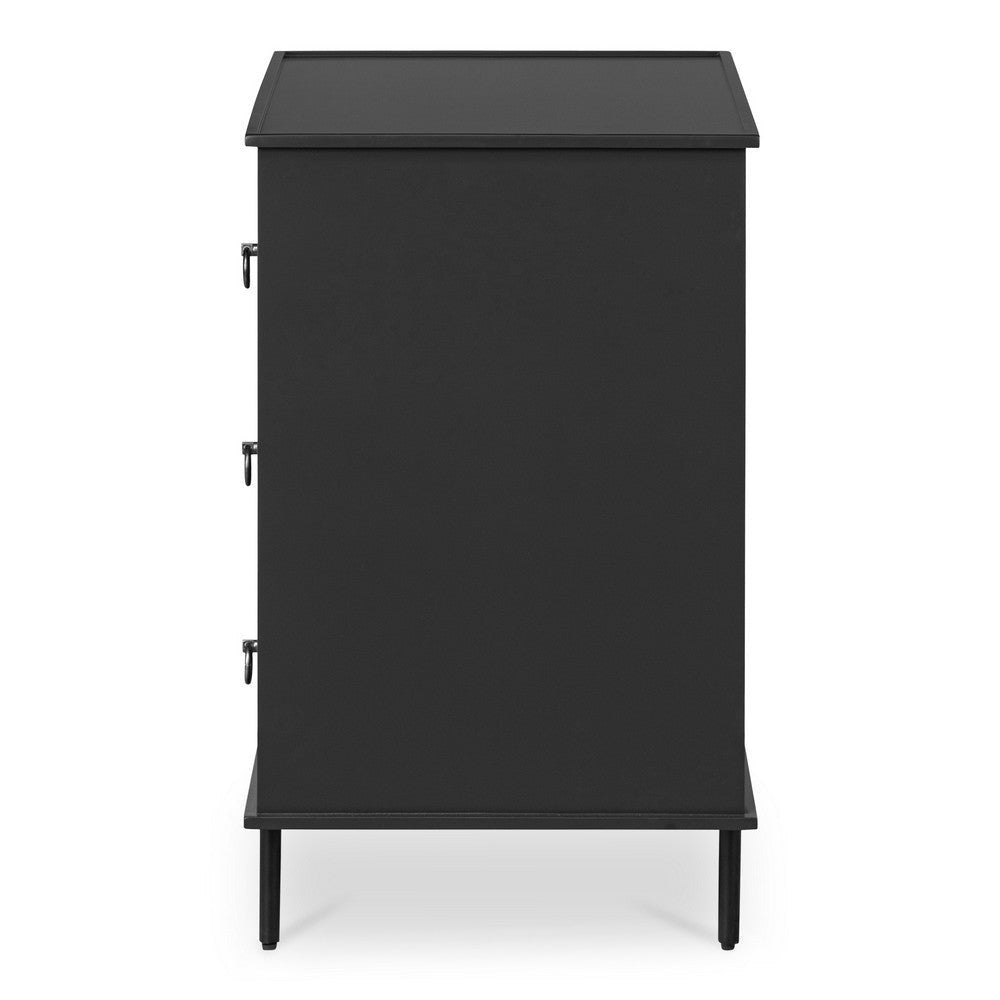 Reagan 3 Drawer Nightstand Black