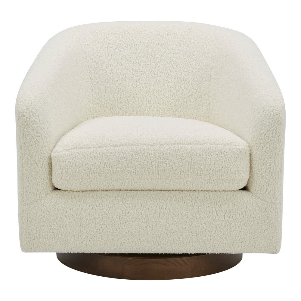 Oscy Swivel Chair Faux Shearling White