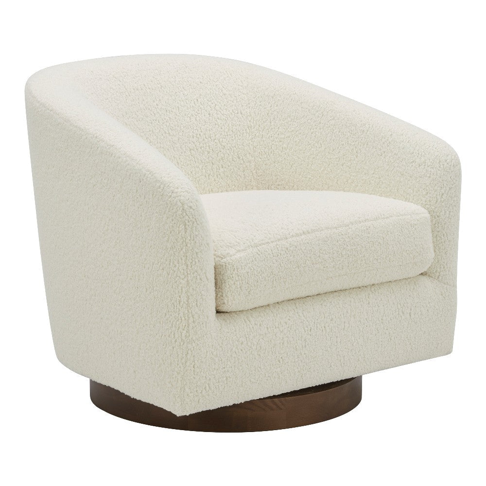 Oscy Swivel Chair Vegan Shearling White MCN-KQ-1015-24