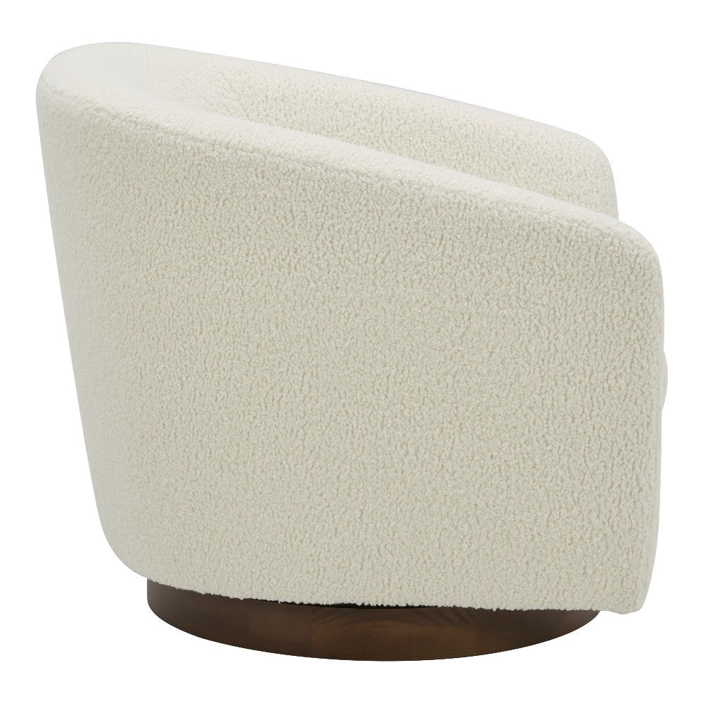 Oscy Swivel Chair Vegan Shearling White MCN-KQ-1015-24