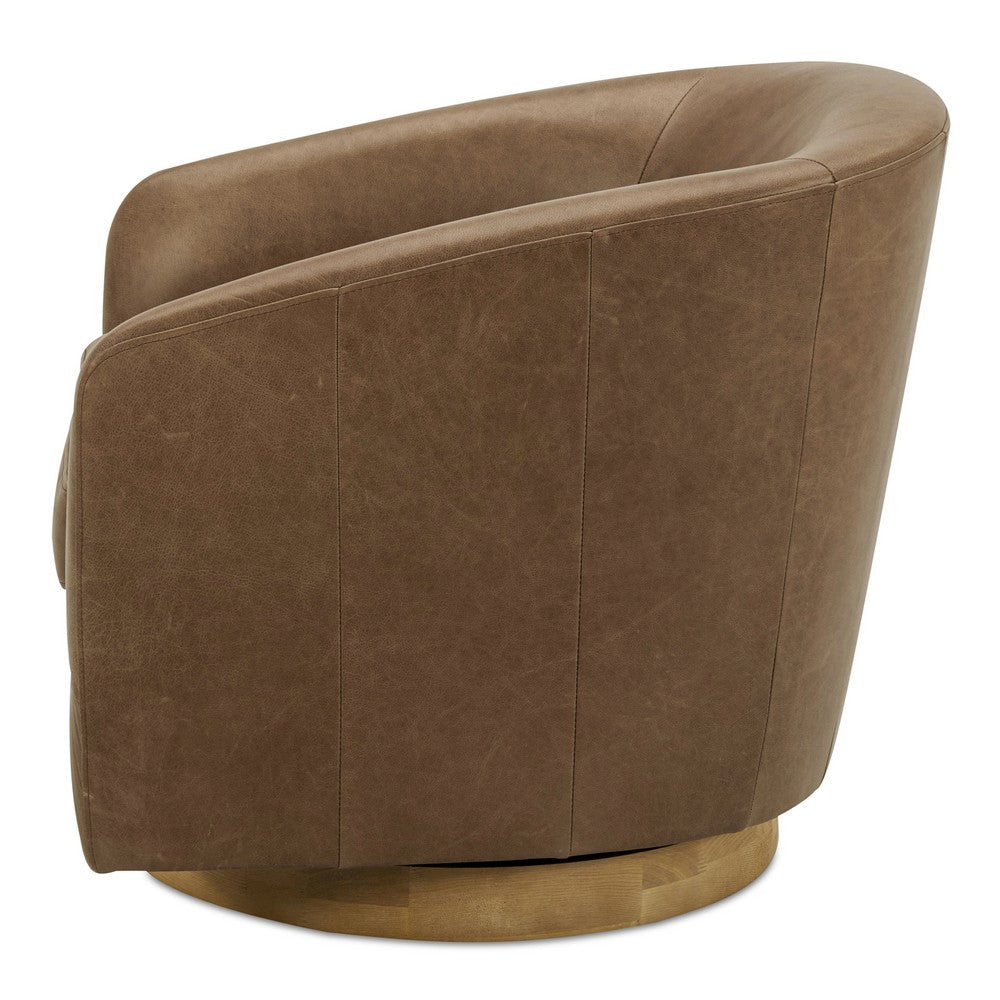 Oscy Leather Swivel Chair Tan