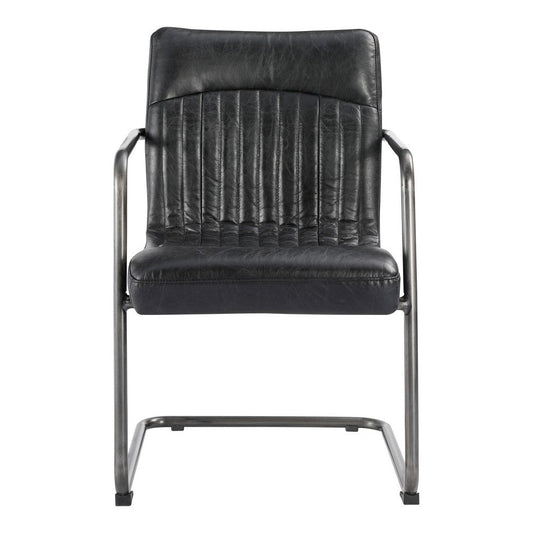 Ansel Arm Chair Onyx Black Leather - Set Of Two