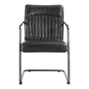 Ansel Arm Chair Onyx Black Leather - Set Of Two