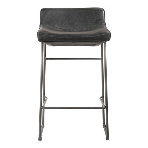 Starlet Counter Stool Onyx Black Leather - Set Of Two