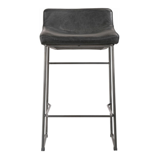 Starlet Counter Stool Onyx Black Leather - Set Of Two