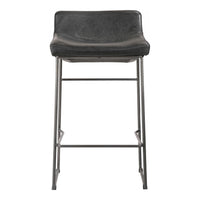 Starlet Counter Stool Onyx Black Leather - Set Of Two