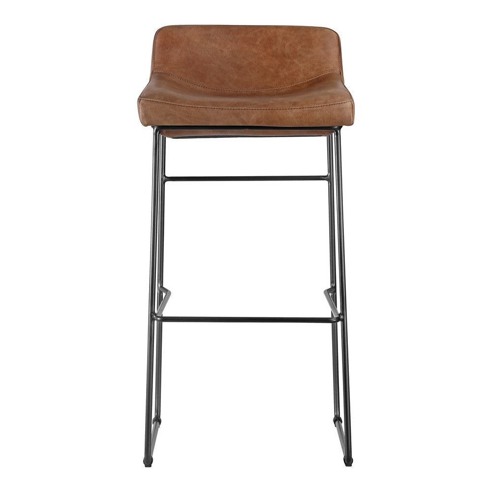 Starlet Barstool Open Road Brown Leather - Set Of Two