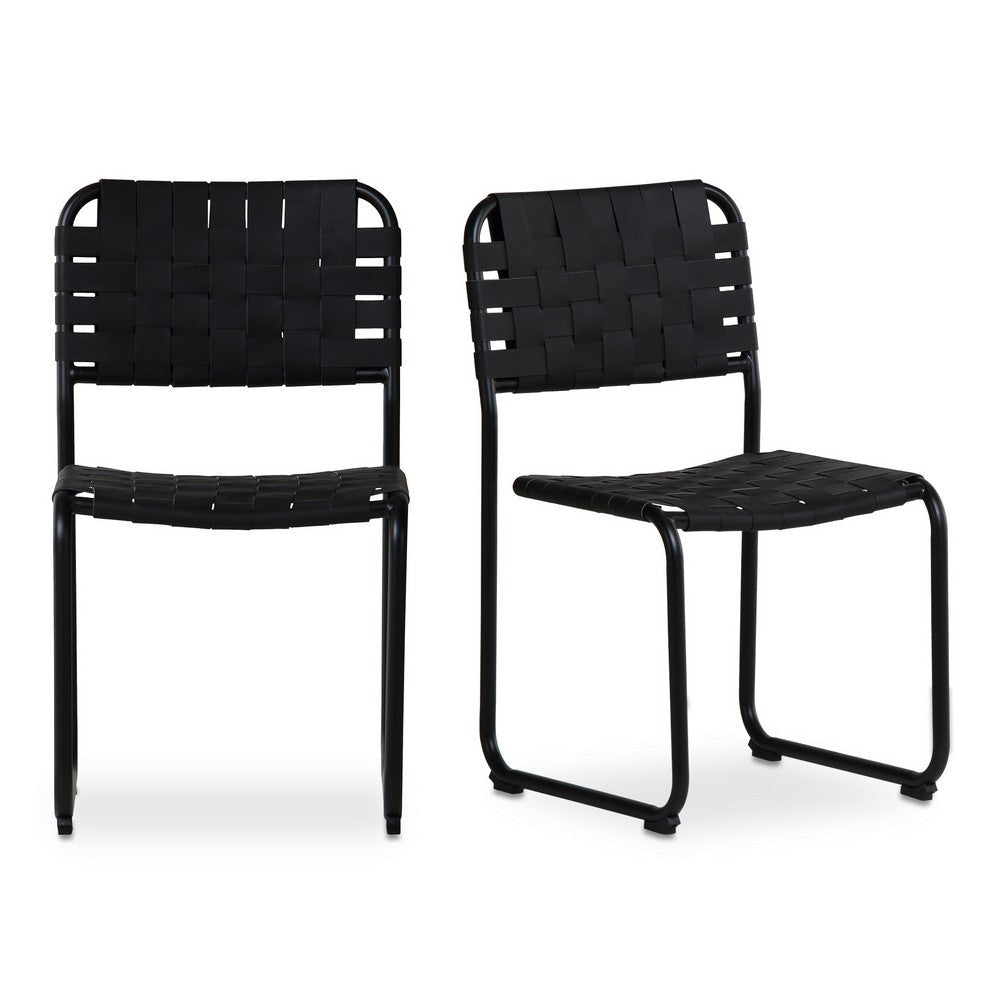 Moma Dining Chair Black Leather- Set Of Two