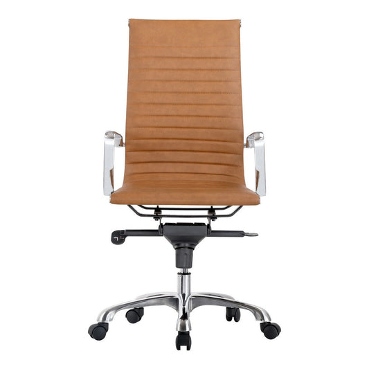 Studio High Back Office Chair Tan Vegan Leather