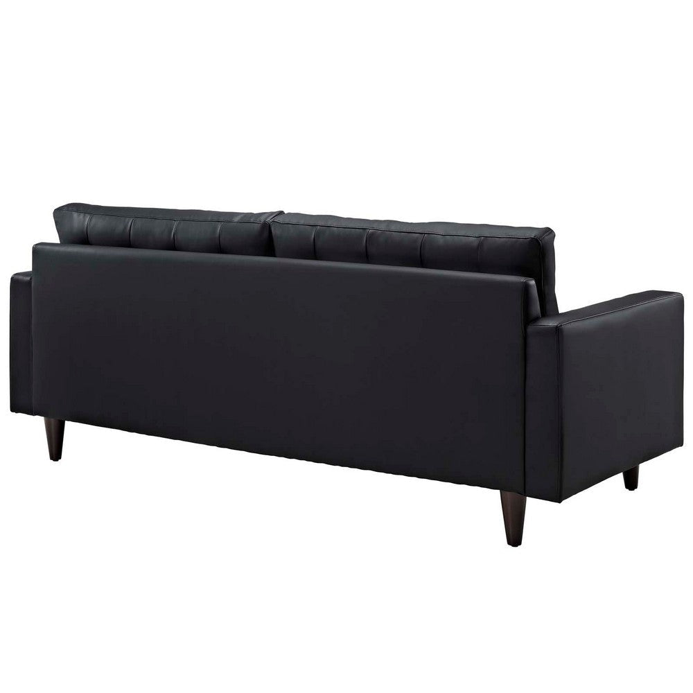 Modway Empress Mid-Century Modern Upholstered Leather Loveseat In White MDY-EEI-1010-BLK