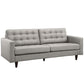 Modway Empress Mid-Century Modern Upholstered Fabric Sofa Light Gray MDY-EEI-1011-LGR