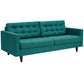 Modway Empress Mid-Century Modern Upholstered Fabric Sofa Teal MDY-EEI-1011-TEA