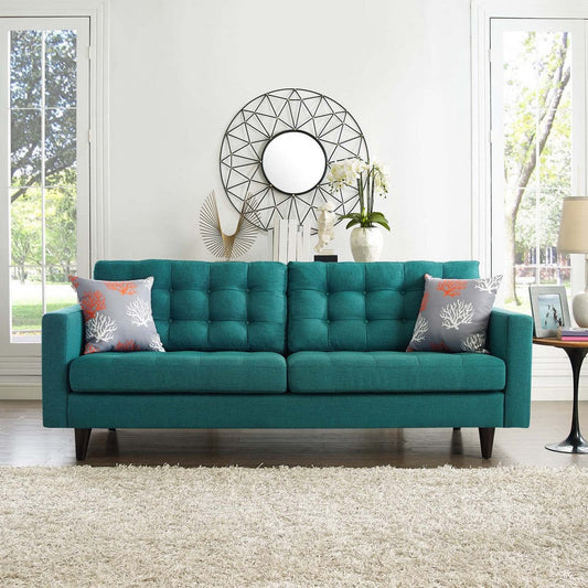 Modway Empress Mid-Century Modern Upholstered Fabric, Sofa, Teal