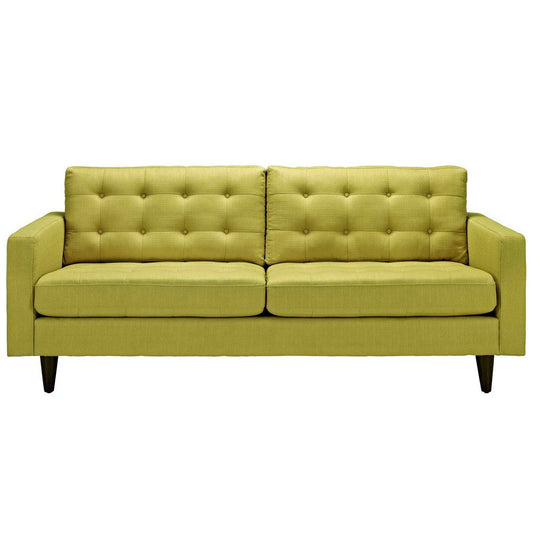 Modway Empress Mid-Century Modern Upholstered Fabric, Sofa, Wheatgrass