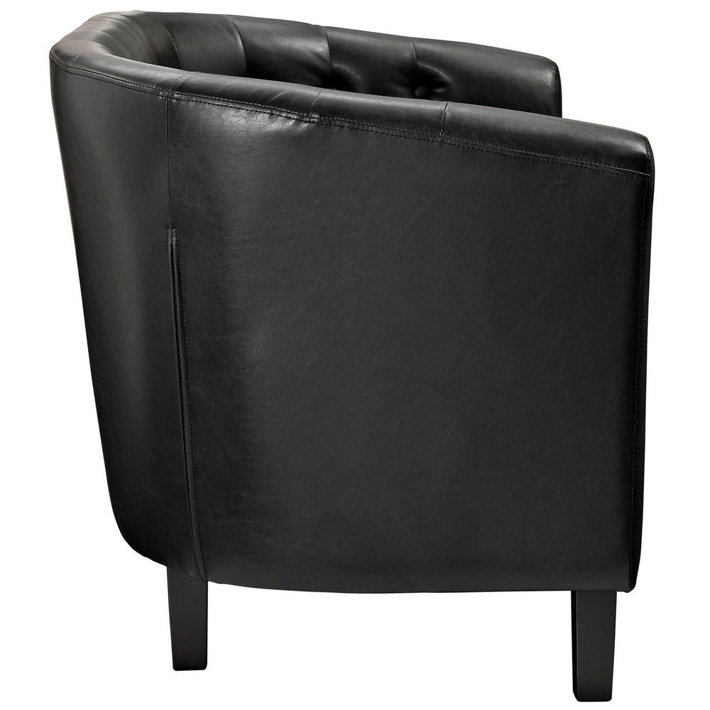 49 Inch Curved Loveseat Deep Button Tufting Black Faux Leather - No Shipping Charges MDY-EEI-1043-BLK