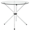 Modway Baton 36" Modern Kitchen and Dining Table with Round Glass Top and Stainless Steel Base