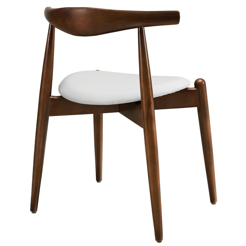 Modway EEI-1080-DWL-WHI Stalwart Mid-Century Modern Wood Frame and Faux Leather Seat Dining Side Chair Dark Walnut White