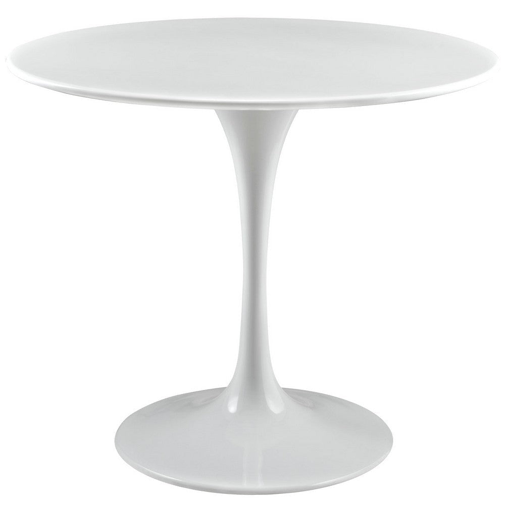Modway Lippa 36" Mid-Century Modern Dining Table with Round Top and Pedestal Base in White