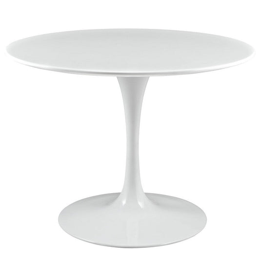 Modway Lippa 40" Mid-Century Modern Dining Table with Round Top and Pedestal Base in White