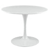 Modway Lippa 40" Mid-Century Modern Dining Table with Round Top and Pedestal Base in White