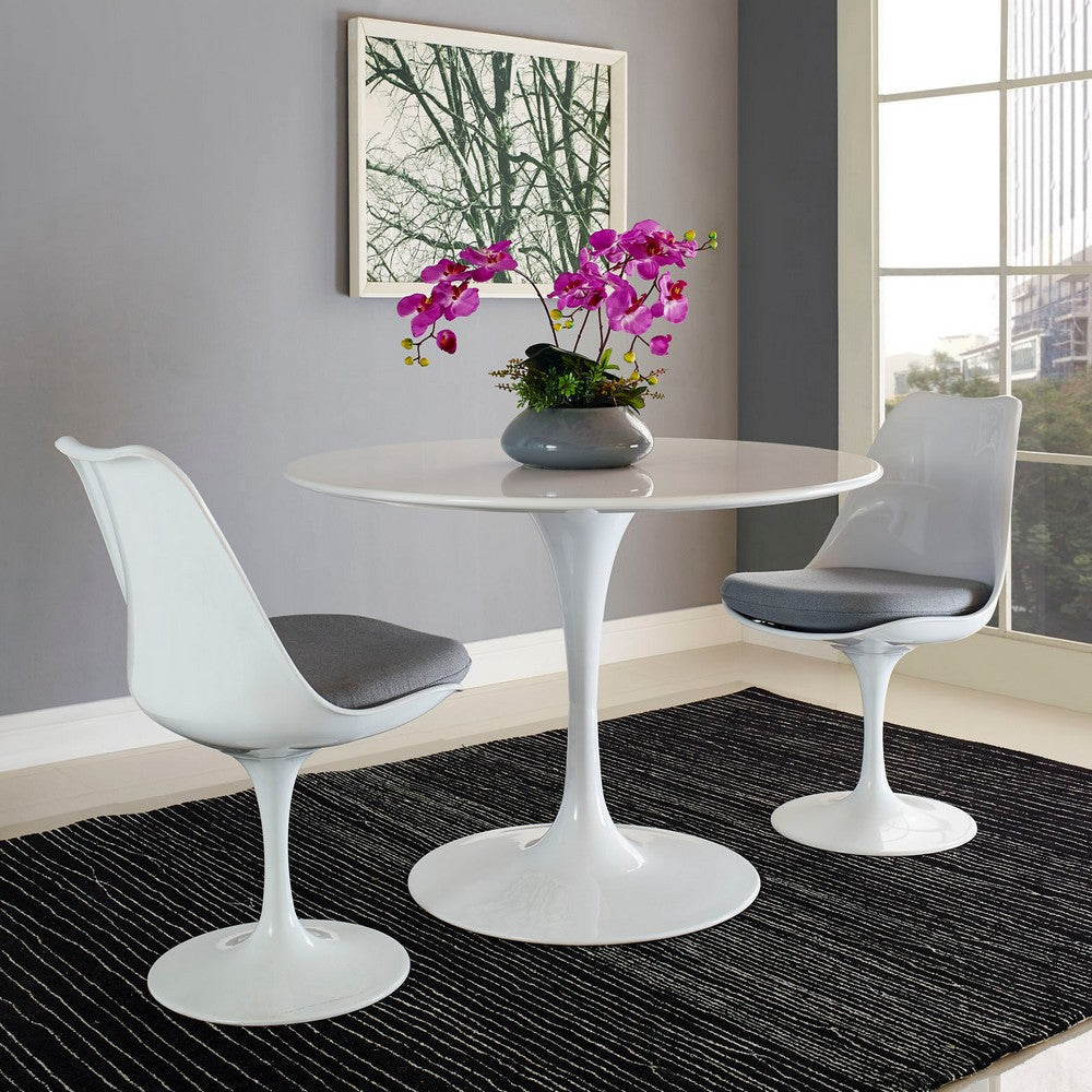 Modway Lippa 40’’ Mid-Century Modern Dining Table with Round Top and Pedestal Base in White MDY-EEI-1117-WHI