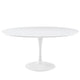 Modway Lippa 60" Mid-Century Modern Dining Table with Round Top and Pedestal Base in White