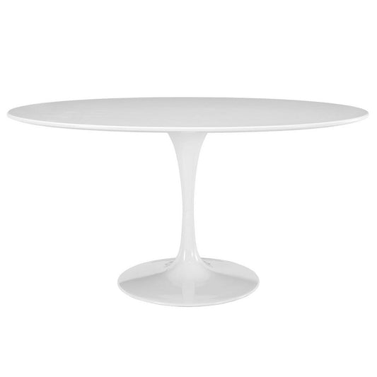 Lippa 60" Oval Wood Top Dining Table, White