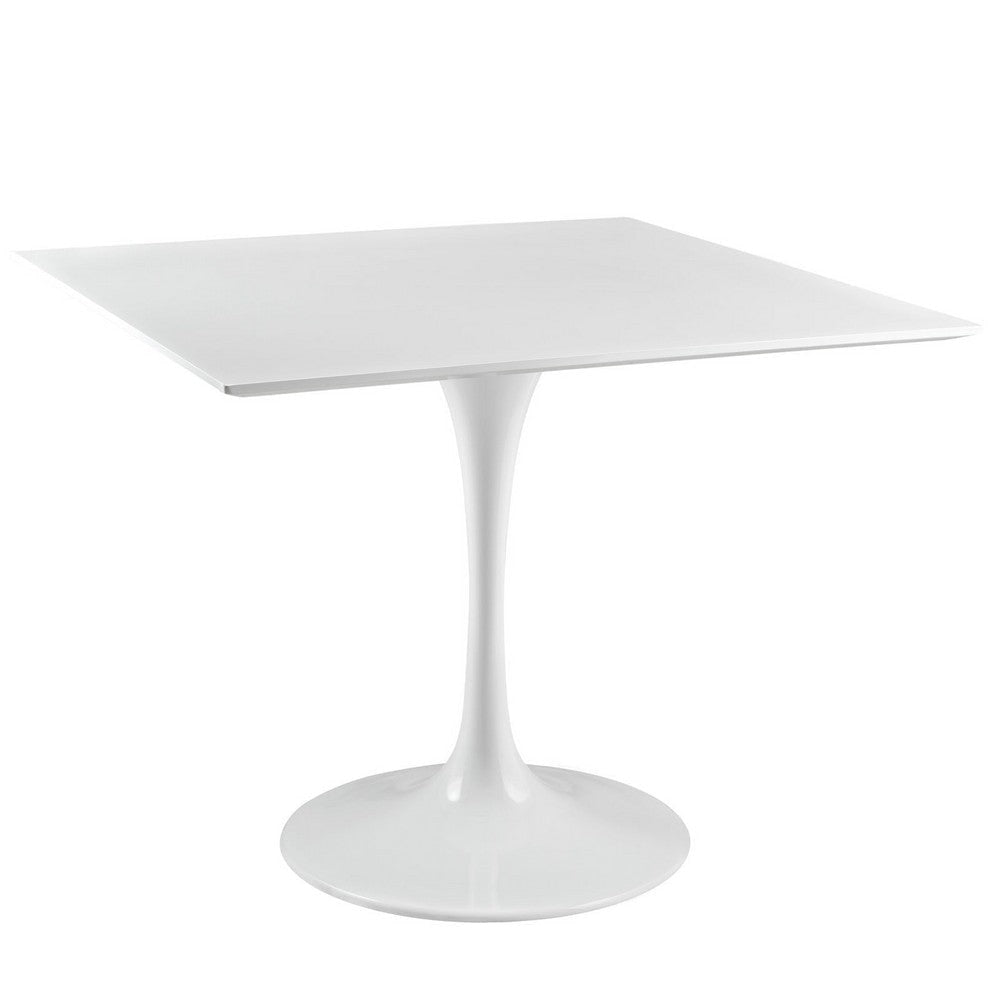 Modway Lippa 36’’ Mid-Century Modern Dining Table with Square Top and Pedestal Base in White MDY-EEI-1124-WHI