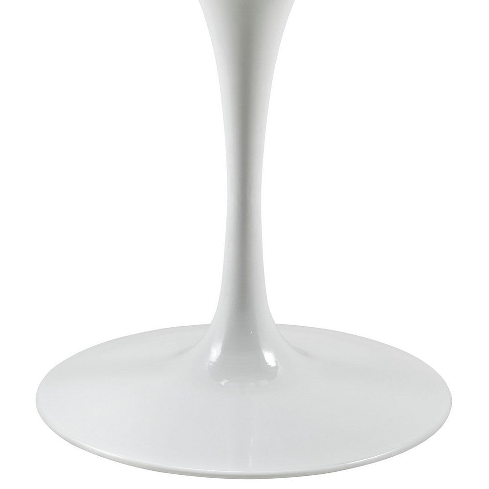 Modway Lippa 40’’ Mid-Century Dining Table with Round Artificial Marble Top in White MDY-EEI-1130-WHI