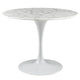 Modway Lippa 40" Mid-Century Dining Table with Round Artificial Marble Top in White