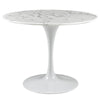 Modway Lippa 40" Mid-Century Dining Table with Round Artificial Marble Top in White