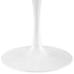 Modway Lippa 54’’ Mid-Century Dining Table with Round Artificial Marble Top in White MDY-EEI-1132-WHI