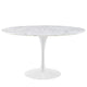 Modway Lippa 54" Mid-Century Dining Table with Round Artificial Marble Top in White