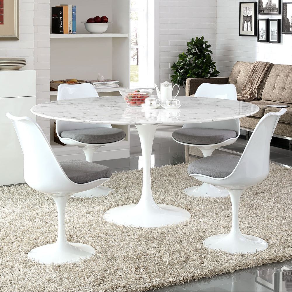 Lippa 60’’ Round Artificial Marble Dining Table White MDY-EEI-1133-WHI