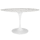 Modway Lippa 54" Oval-Shaped Mid-Century Modern Dining Table with Artificial Marble Top and White Base