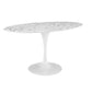 Modway Lippa 60’’ Oval-Shaped Mid-Century Modern Dining Table with Artificial Marble Top and White Base MDY-EEI-1135-WHI