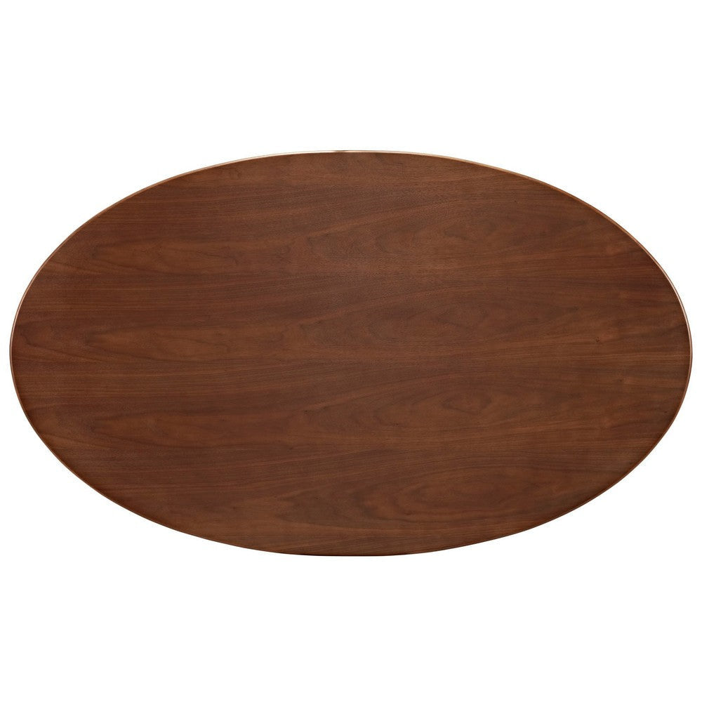 Modway Lippa 60’’ Mid-Century Modern Dining Table with Oval Top in Walnut MDY-EEI-1138-WAL