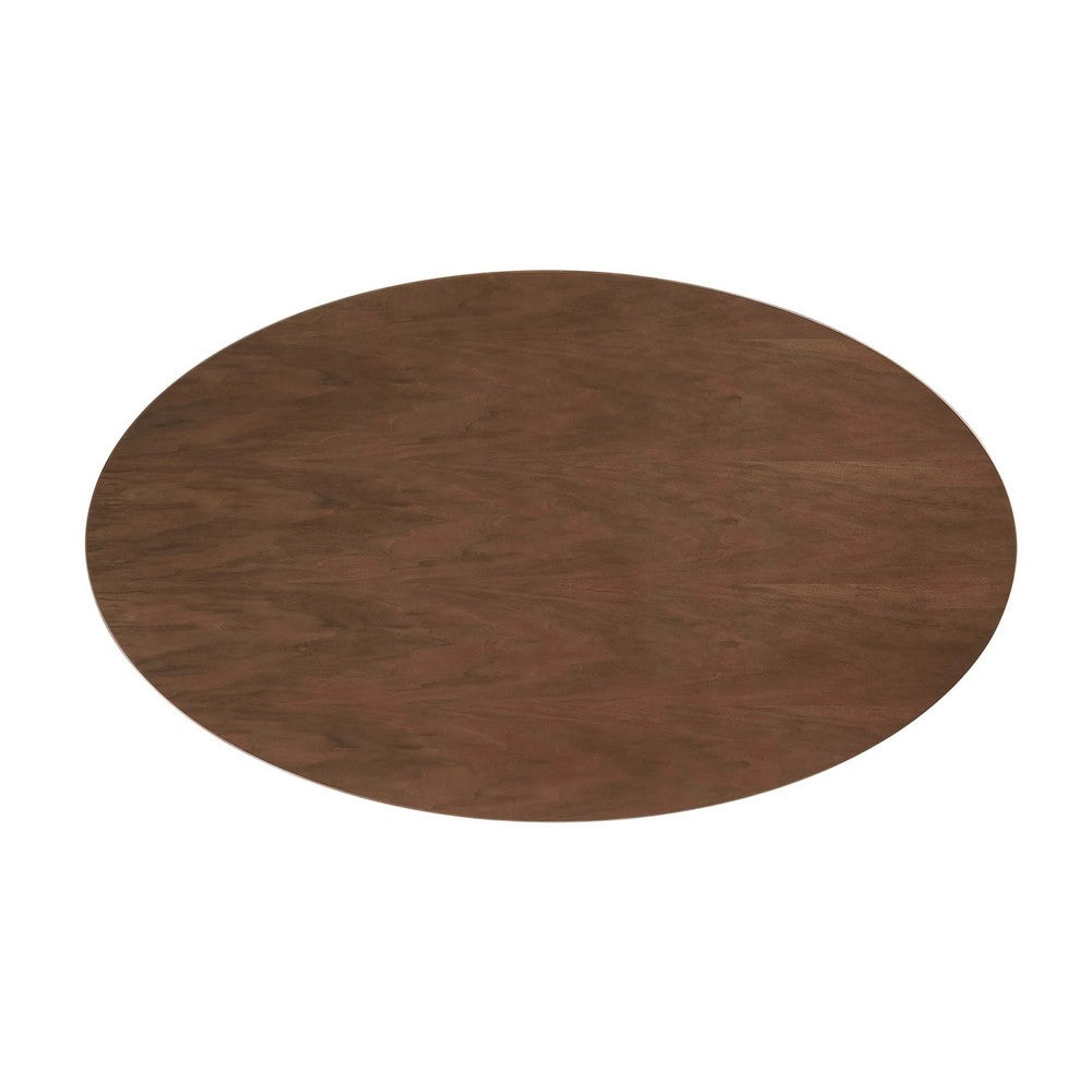 Modway Lippa 60" Mid-Century Modern Dining Table with Oval Top in Walnut